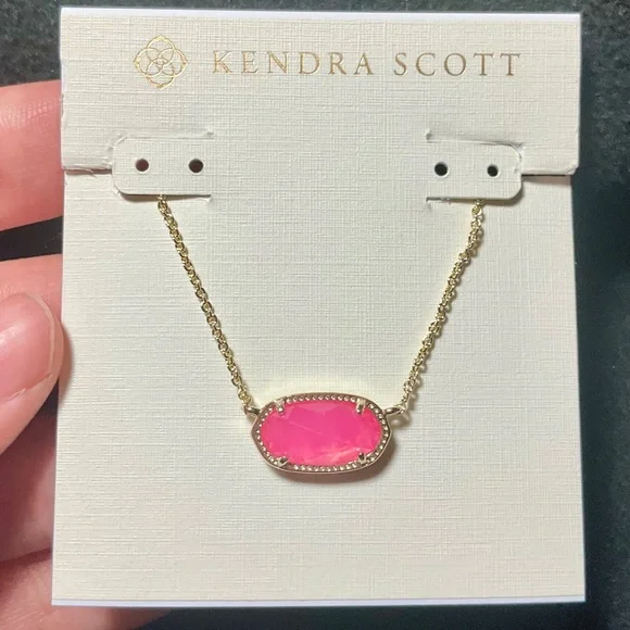 Kendra Scott Elisa Necklace Pink Opal Gold Chain Necklace - Picture 5 of 7
